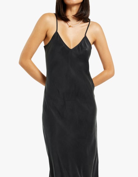 90S Silk Slip Dress In Black By Silk Laundry | Superette | New Zealand