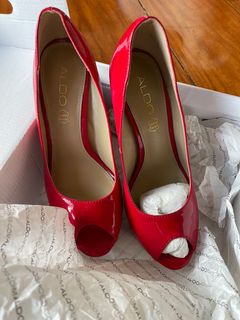 Aldo Red Peep Toe Heels, Women'S Fashion, Footwear, Heels On Carousell