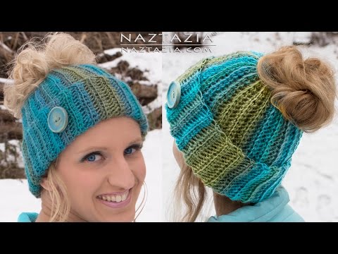 HOW to CROCHET MESSY BUN HAT - Ponytail Hat with Hole on Top